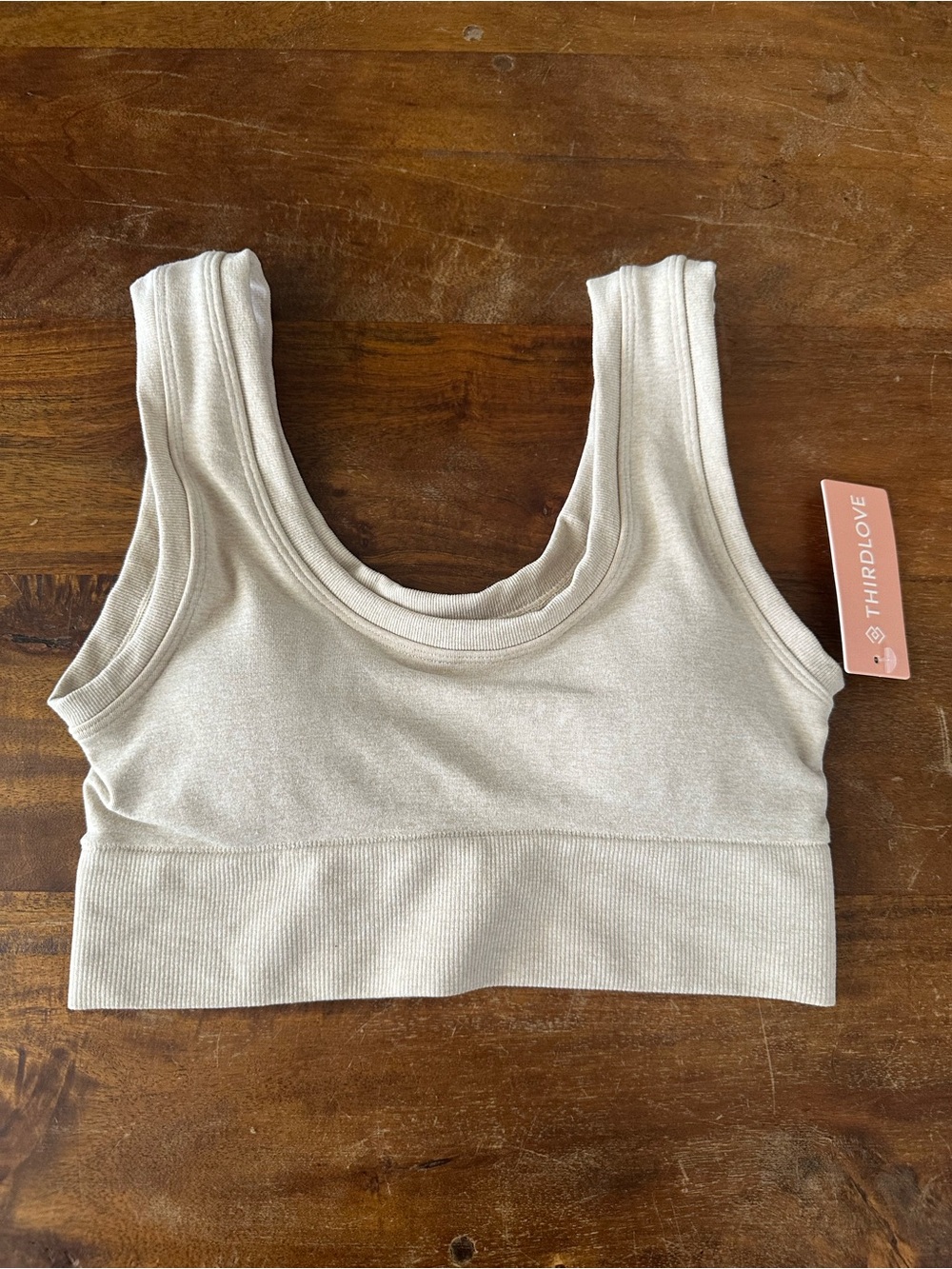 ThirdLove Beige Ribbed Scoop Bralette